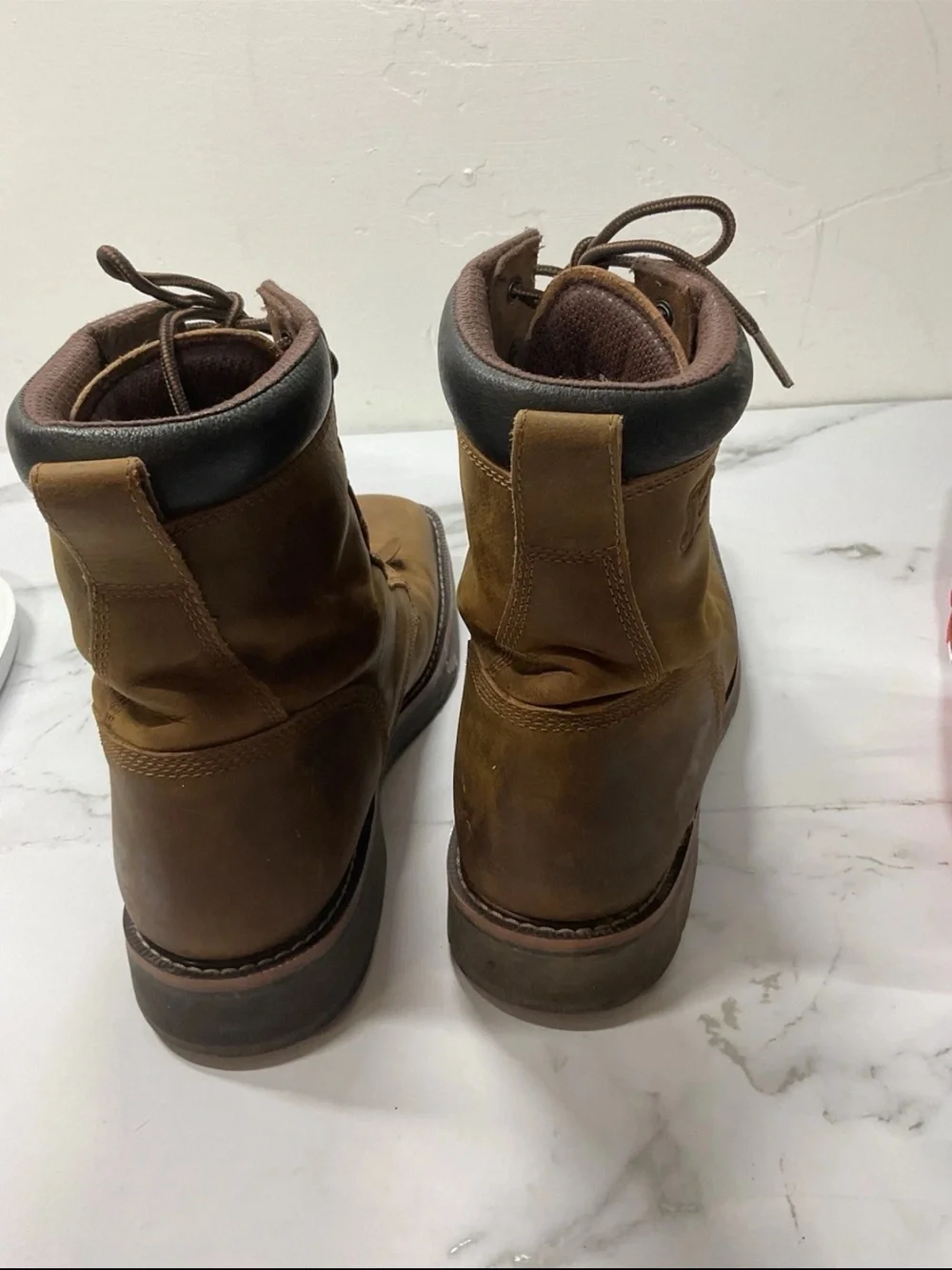 Justin Boots Tan/Brown Lace-Up Work Boots with Padded Collar